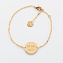 Personalised engraved gold plated 2-hole medallion chain bracelet 15 mm - text