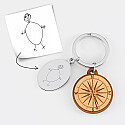 Personalised engraved oval steel medallion and wooden compass charm keyring - tutorial