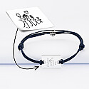 Men's double cord bracelet with personalised engraved rectangular silver medallion 23x16mm tutorial