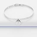 Personalised flat silver bangle and 10 mm engraved medallion - 1