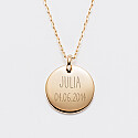 Personalised engraved gold plated rounded medallion pendant 20 mm - date