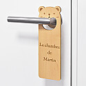 Personalised bear wooden door hanger - text