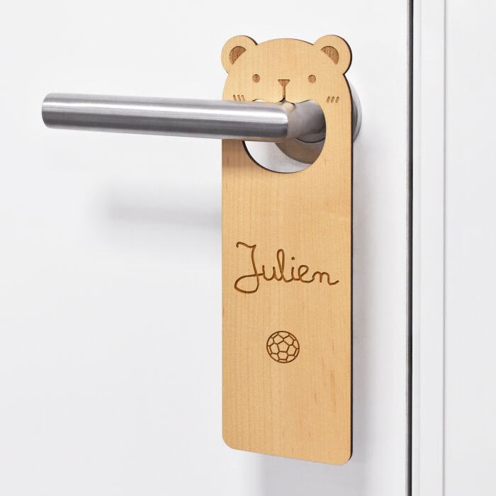 Personalised bear wooden door hanger - name