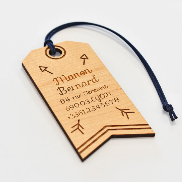 Personalised engraved wooden "Adventure" luggage tag - 2