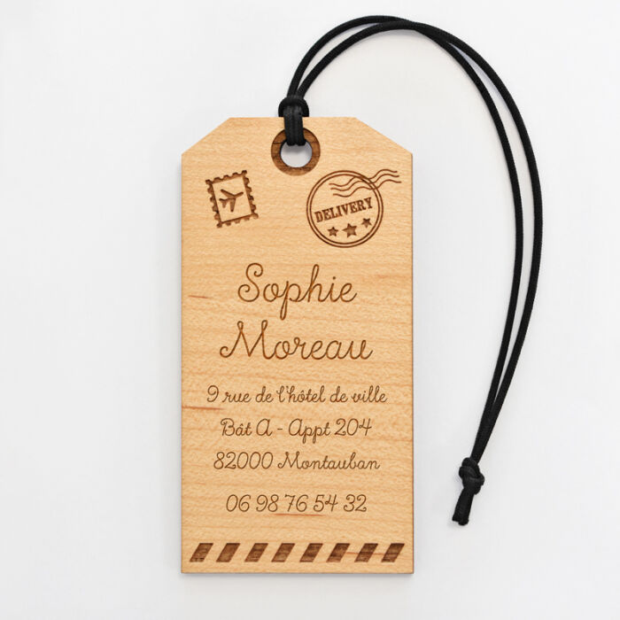 Personalised engraved wooden "Exploration" luggage tag - 3