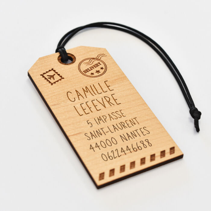 Personalised engraved wooden "Exploration" luggage tag - 2