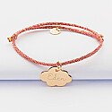Sparkly cord bracelet with personalised engraved gold plated cloud medallion 20x14 mm - name