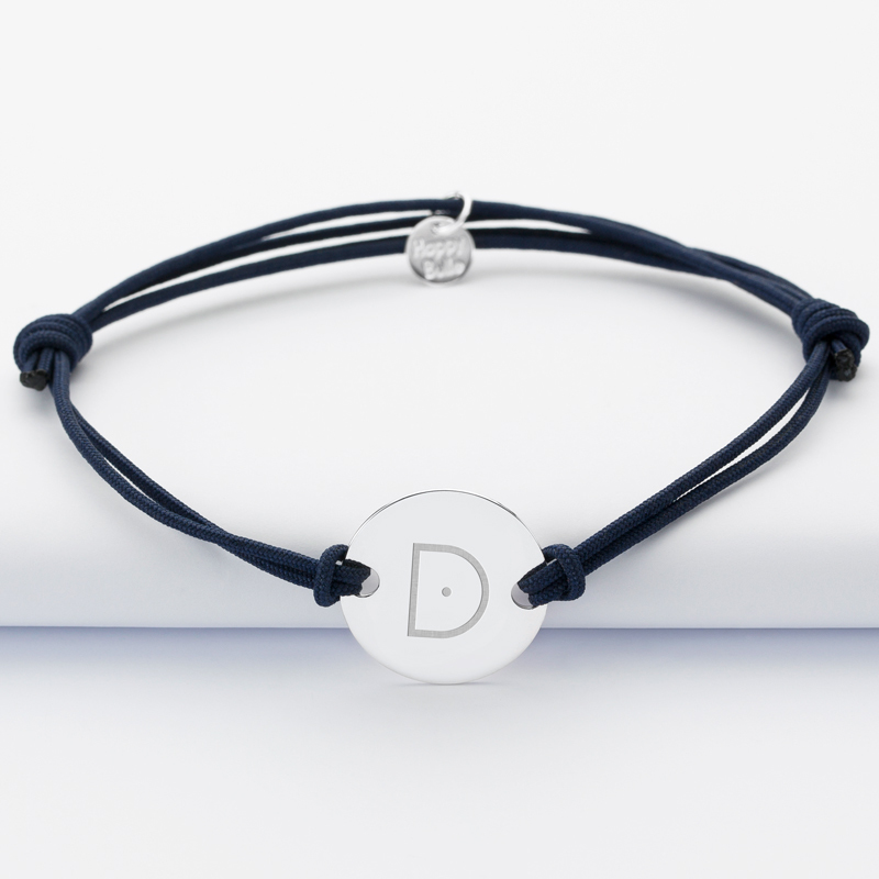 Men's Nordic double cord bracelet with personalised engraved 2-hole silver medallion 20mm - illustration Nordic 1
