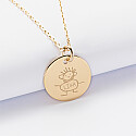 Personalised engraved gold plated medallion pendant 19 mm sketch