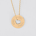 Personalised engraved gold plated target heart medallion pendant 21 mm - names 2