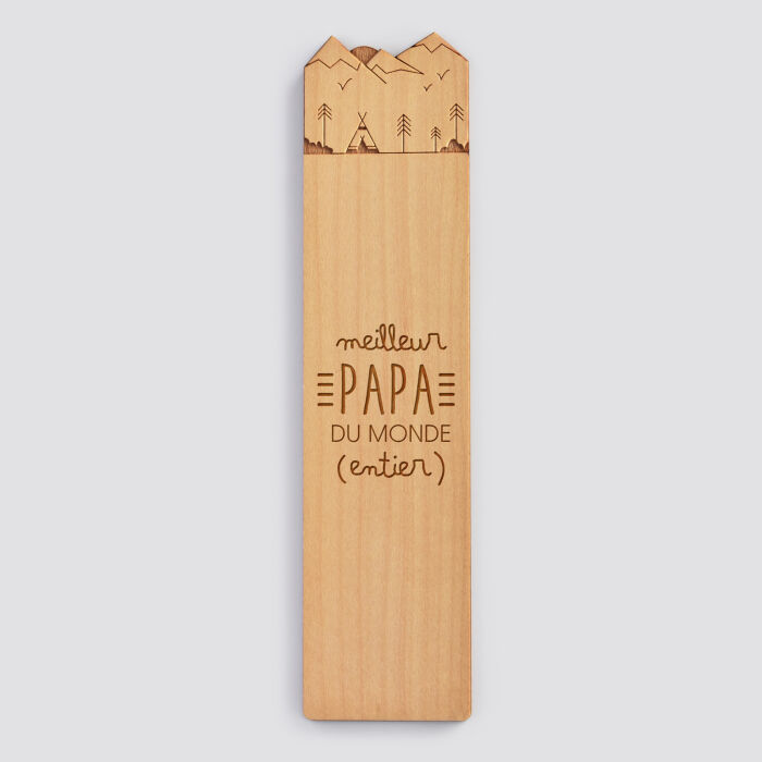 Personalised "Mountain" engraved wooden bookmark - illustration