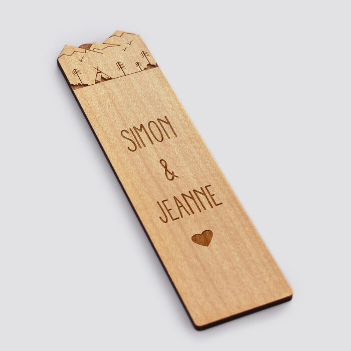 Personalised "Mountain" engraved wooden bookmark - writing