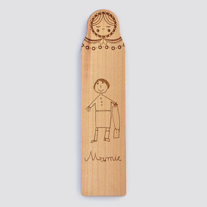 Personalised "Russian doll" engraved wooden bookmark - sketch