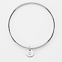 Personalised silver children's bangle and 10 mm engraved initial medallion - 2