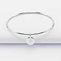 Personalised silver children's bangle and 10 mm engraved initial medallion - 3
