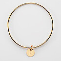 Personalised gold plated children's bangle and 10 mm engraved initial medallion - 4
