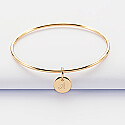 Personalised gold plated children's bangle and 10 mm engraved initial medallion - 1