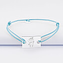 Men's single cord bracelet with personalised engraved rectangular silver medallion 23x16mm sketch
