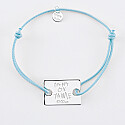 Men's single cord bracelet with personalised engraved rectangular silver medallion 23x16mm - writing