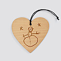 Personalised engraved wooden heart Christmas bauble - sketch