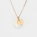 Personalised engraved gold plated mother of pearl medallion pendant 10 mm - 2
