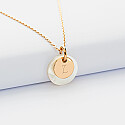 Personalised engraved gold plated mother of pearl medallion pendant 10 mm - 3