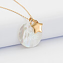 Personalised engraved mother-of-pearl medallion pendant 25 mm and gold-plated star charm 12 mm - 4