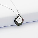 Personalised mother of pearl 15mm pendant charm and engraved silver medallion 10mm - 1