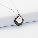 Personalised mother of pearl 15mm pendant charm and engraved silver medallion 10mm - 3