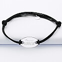 Gents double cord bracelet with personalised engraved oval silver medallion 25x16mm - "Mr." special edition 1