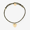 Sparkly cord bracelet with personalised engraved gold plated initial heart medallion 10 mm - 2