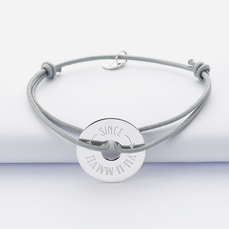 Bracelet personnalisé médaille gravée argent cible 20 mm - édition spéciale "love since" - 1