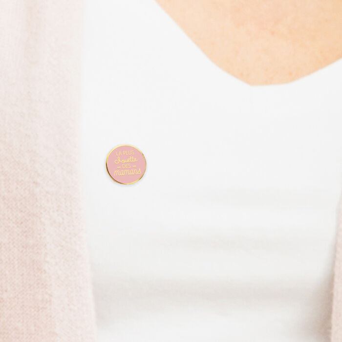 Pin's la plus chouette des mamans - coloris aléatoire - Pin's porté rose