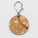 Porte-clés personnalisé gravé bois médaille ronde 50 mm "Carte géographique" - map