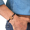 Bracelet homme médaille gravée bois ronde 21 mm - Edition spéciale "Meilleur papa" photo