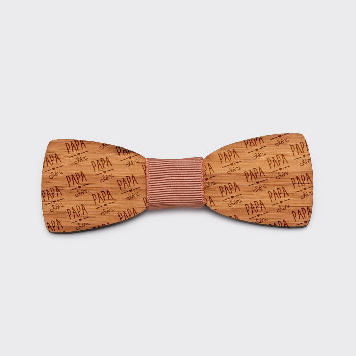 Bow tie personalised slim woodcut - special edition "Motif papa"