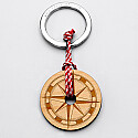 Personalised keychain wood engraved round medal 40 mm - special edition "compass"