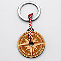 Personalised keychain wood engraved round medal 40 mm - special edition "compass"
