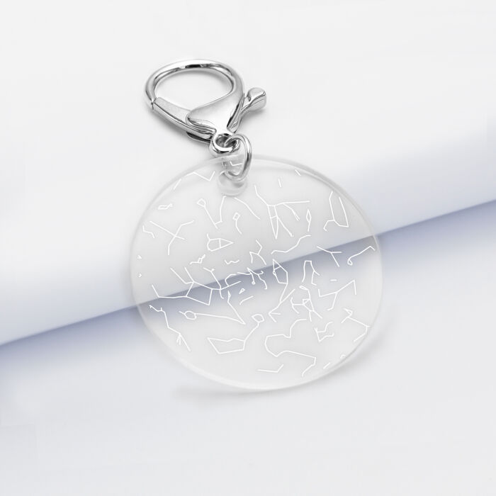 Porte-clés personnalisé gravé acrylique médaille ronde 50 mm "Carte du ciel étoilé" 3