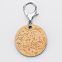 Porte-clés personnalisé gravé bois médaille ronde 50 mm "Carte du ciel étoilé" 3