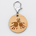 Porte-clés personnalisé gravé bois médaille ronde 50 mm "Carte du ciel étoilé" empreinte