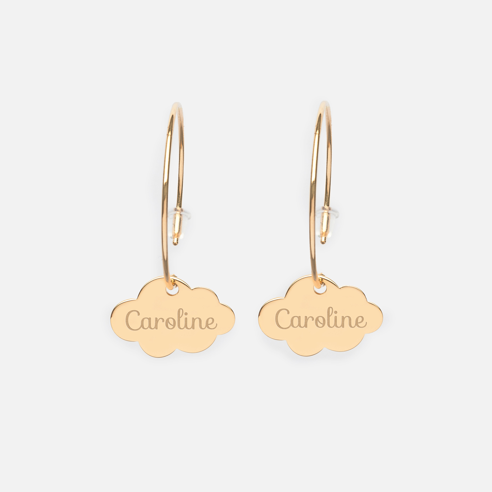 Creole earrings personalised gold-plated medals 20x14 mm