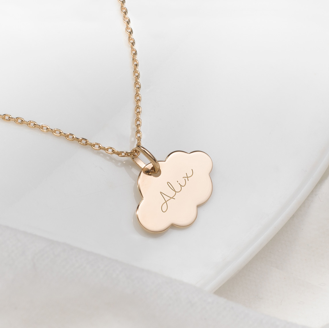 Pendentif Enfant Personnalise Medaille Gravee Or Nuage x14 Mm Achat Vente