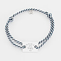 Bracelet homme personnalisé cordon tressé marin médaille gravée argent cible 20 mm texte manuscrit