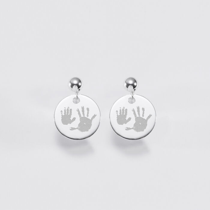 Personalised engraved silver earrings15mm - imprints