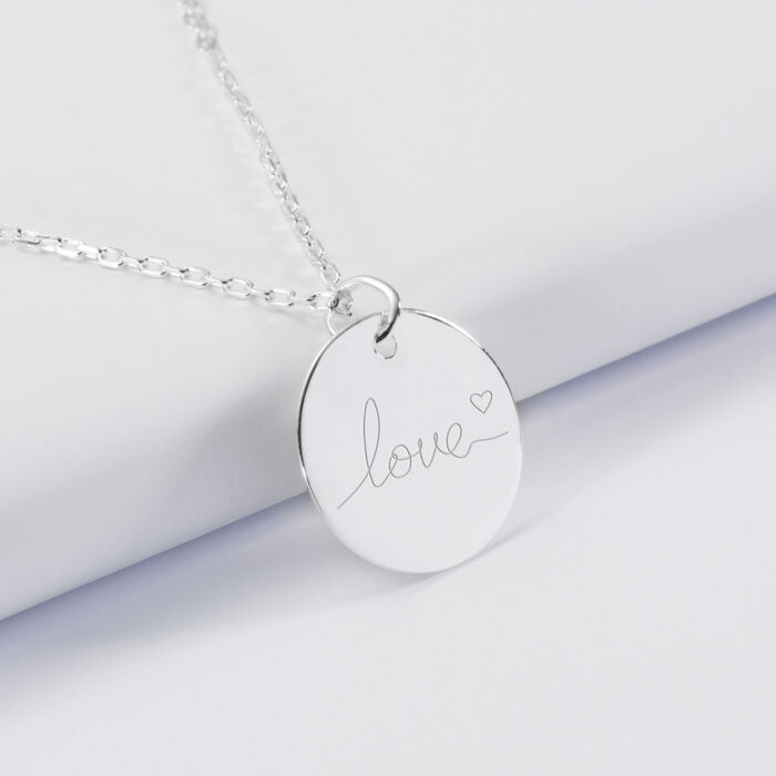 Pendentif médaille gravée argent 19 mm - Edition spéciale Amour love