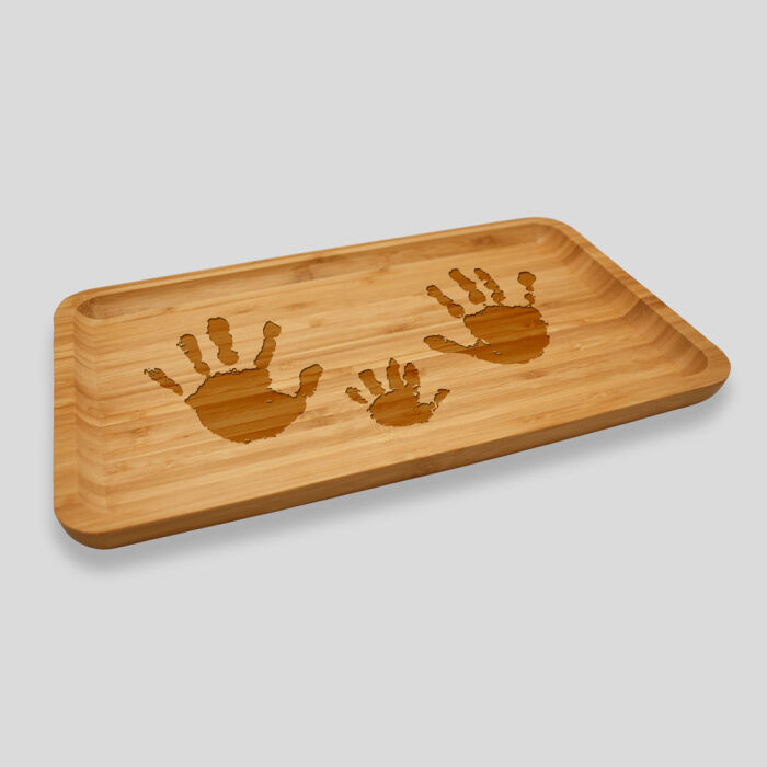 Personalised engraved wooden tray 35x16cm - sketch and text