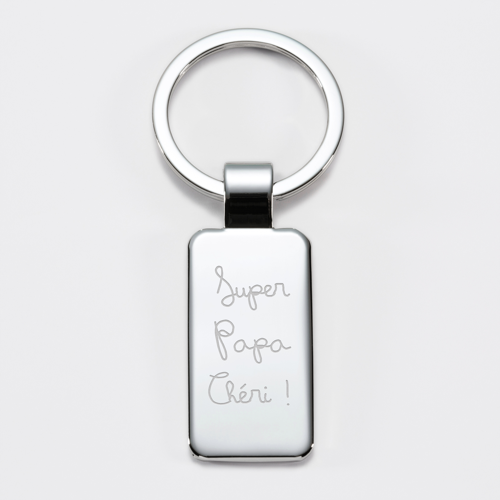 Personalised keyring engraved steel rectangle 41x22mm