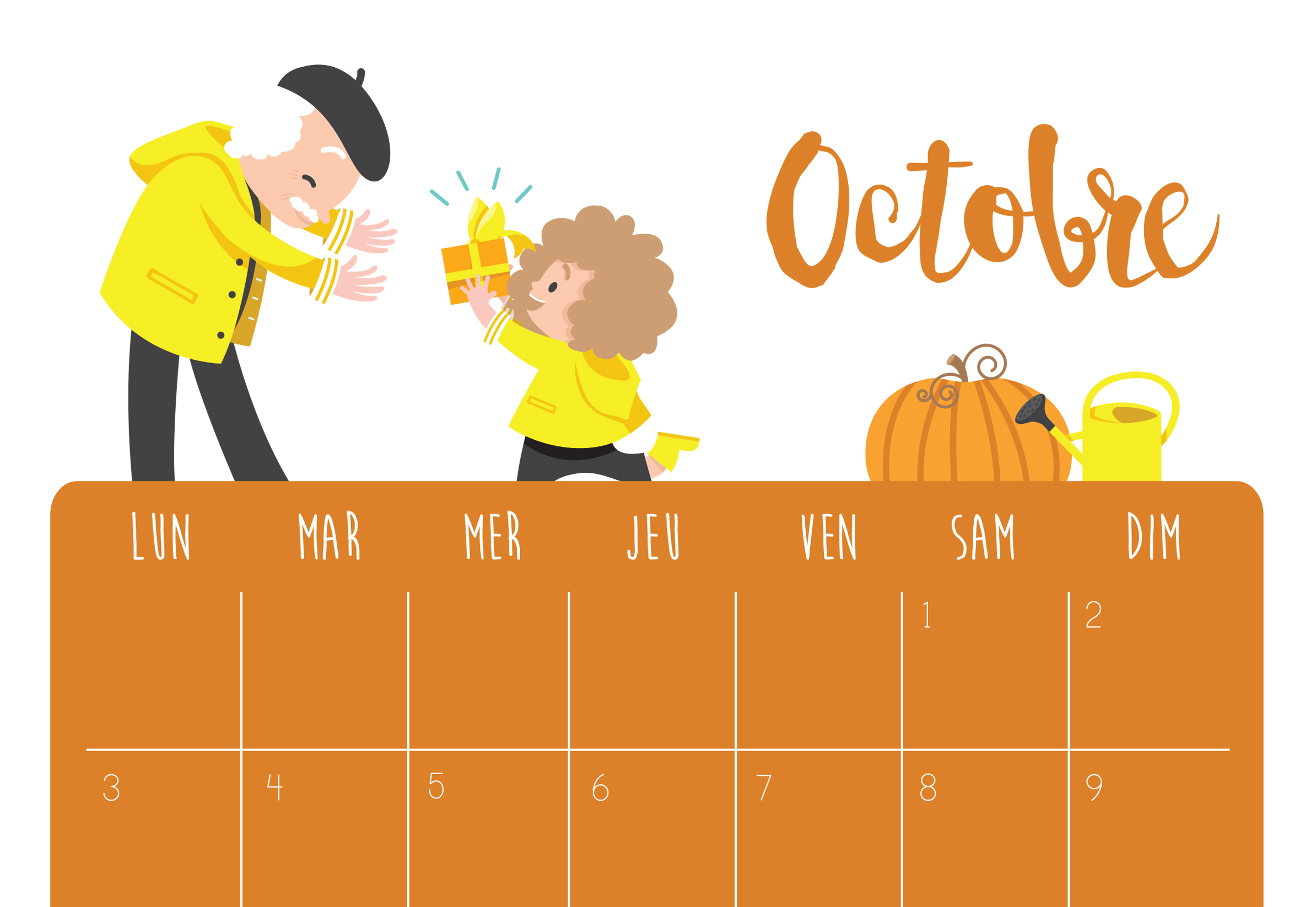Le calendrier du mois d'Octobre !