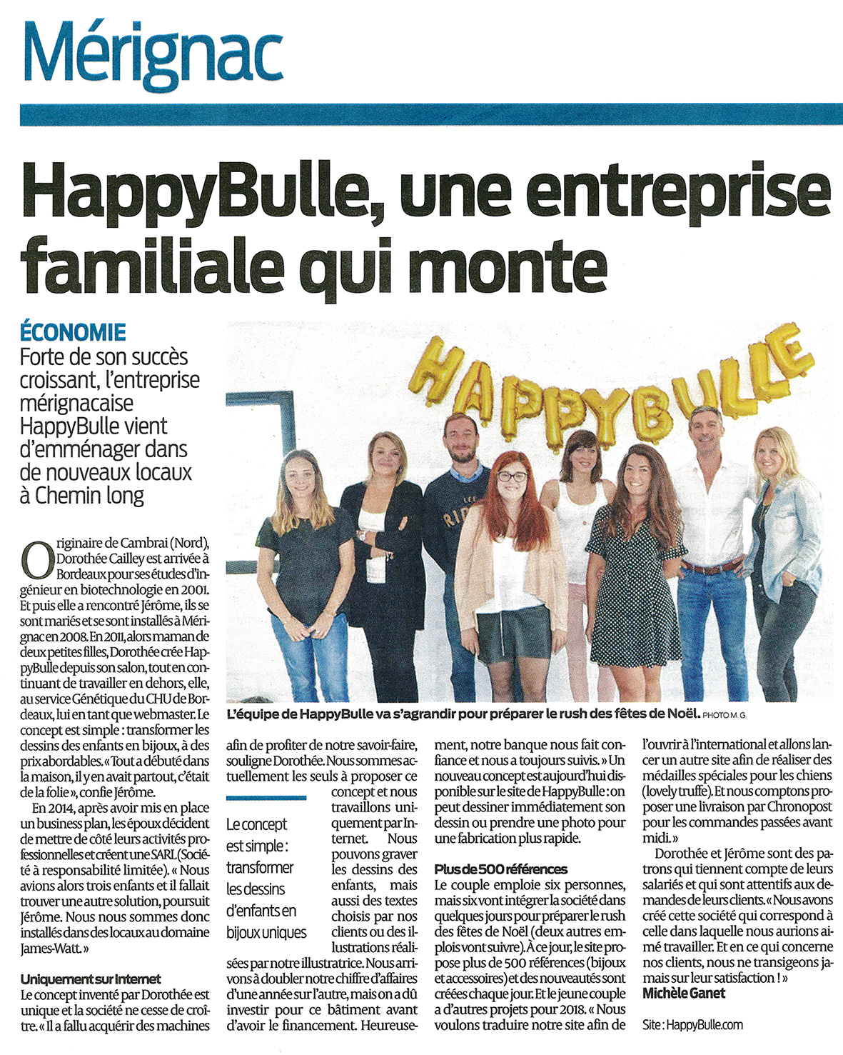 Sud Ouest - HappyBulle, une entreprise familiale qui monte